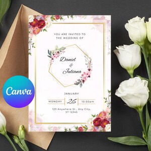 Invitation de Mariage Bohème Modifiable – Carte Numérique à Imprimer