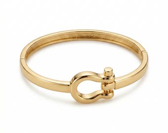 Gold Hufeisen Armreif | 14k überzogene Edelstahl-Reitermanschette