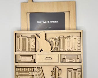 Bookshelf and Cat Gift Card Holder