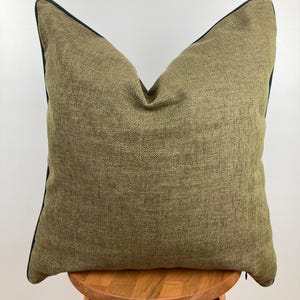 Green Linen Cushion Cover Olive Green Piping,Textured Throw Pillow