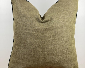 Green Linen Cushion Cover Olive Green Piping,Textured Throw Pillow