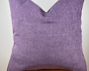 Magenta Linen Pillow Cover Light Blue Piping,20x20 Throw Cushion