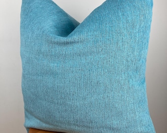 Turquoise Linen Throw Pillow Cover,Textured Decorative Cushion,Euro Sham,Housewarming Gift, Halloween Pillowcase