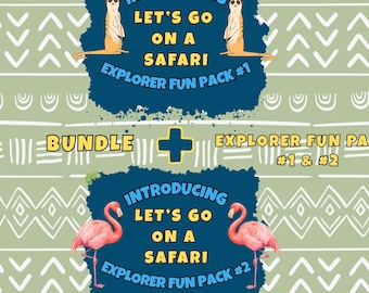 Afrika-Safari-Aktivitätenpaket Nr. 1 & 2 | Arbeitsblätter für Kinderforscher (Digitaler Download)