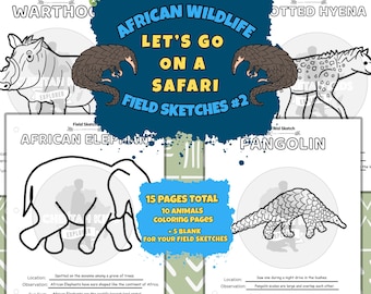 Malvorlagen afrikanischer Wildtiere #2 | Safari-Feldskizzen für 4- bis 10-Jährige | Wissenschaftsspaß