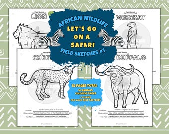 Malvorlagen afrikanischer Wildtiere #1 | Safari-Feldskizzen für Kinder von 4-10 Jahren | Wissenschaftsspaß