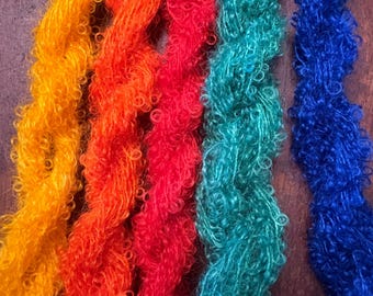 Mini-écheveaux de mohair brossé teints à la main pour cheveux de poupée, accessoires photo, 100 yards au total