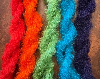 Mini-écheveaux de mohair brossé teints à la main pour cheveux de poupée, accessoires photo, 100 yards au total