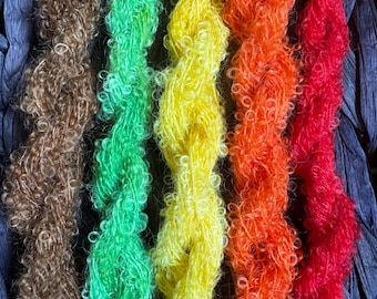 Mini-écheveaux de mohair brossé teints à la main pour cheveux de poupée, accessoires photo