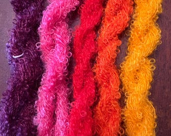 Mini-écheveaux de mohair brossé teints à la main pour cheveux de poupée, accessoires photo