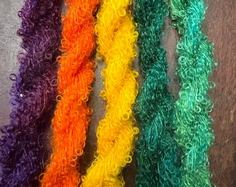 Mini-écheveaux de mohair brossé teints à la main pour cheveux de poupée, accessoires photo, 100 yards au total