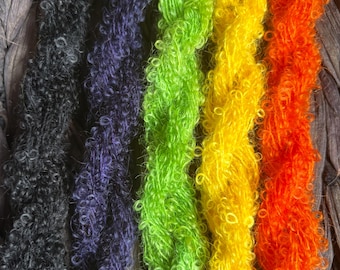 Mini-écheveaux de mohair brossé teints à la main pour cheveux de poupée, accessoires photo