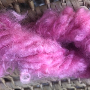 Handspun Mohair Art yarn lockspun hand dyed bulky chunky knitting supplies crochet  Waldorf doll hair  mohair