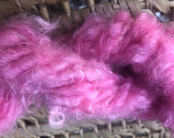 Handspun Mohair Art yarn lockspun hand dyed bulky chunky knitting supplies crochet  Waldorf doll hair  mohair