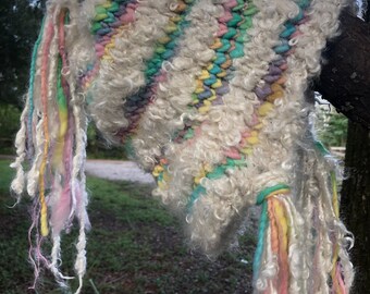 Hat Enchanted Slouchy Fantasy Winter Handspun Festival Elf Ski Warm super soft Fairy Handspun oversize curly rustic