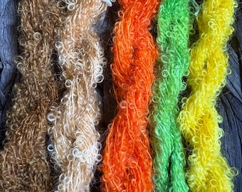 Mini-écheveaux de mohair brossé teints à la main pour cheveux de poupée, accessoires photo