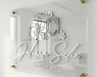 Personalized Business Logo Sign with 3D Mirror Acrylic Letters, Office Door Signage