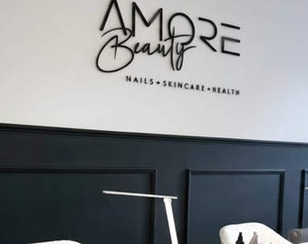 3D Acrylic Business Sign for Beauty Salon or Nail, Custom Laser Cut Logo Reception Wall Decor