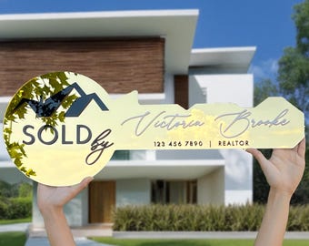 Gold Mirror Realtor Sold Key Sign: Closing Day Photo Prop