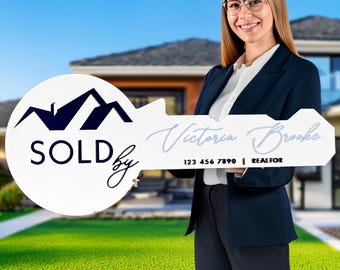 Personalized Realtor Gold Key Sign: Real Estate Closing Prop