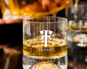 Engraved Whiskey Glasses Gift Set: Custom Hand-Blown Decanter