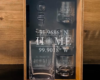 Personalized Whiskey Decanter Set Housewarming Gift: Home Coordinate Bourbon Glasses, Custom Wedding Gifts