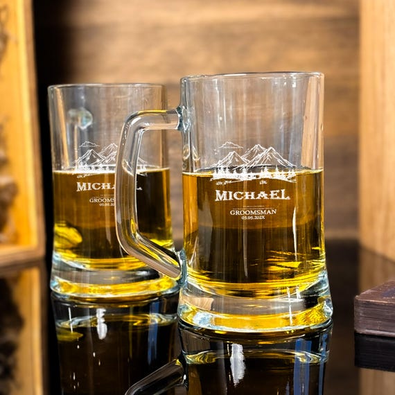 Berg Bierglas mit Gravur: Holzbox, Geschenkbox