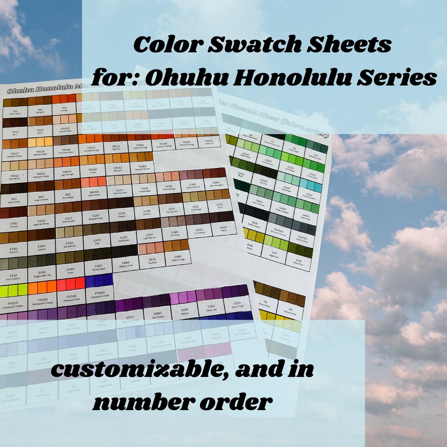 Color Swatch Sheet: for ohuhu markers
