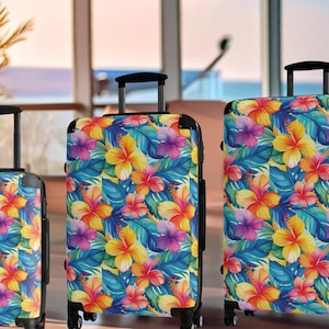 Tropical Floral Spinner Suitcase: Colorful Vacation Carry-On