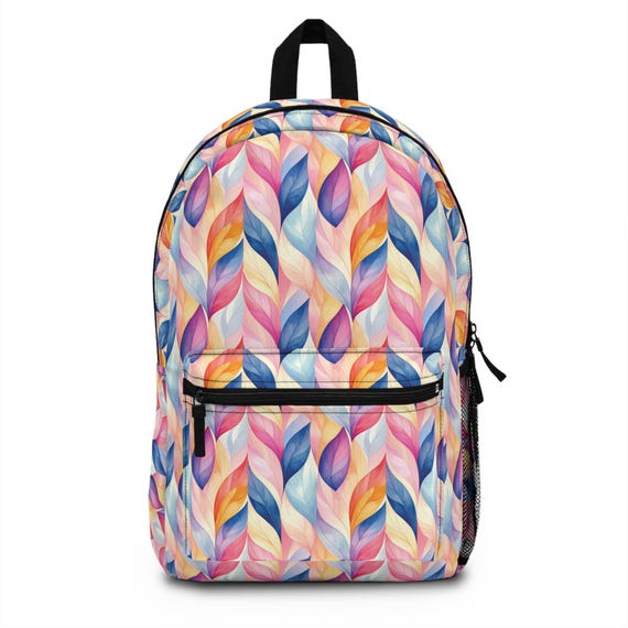 Feather Print Backpack: Boho School Bookbag, Travel Daypack  display picture 1