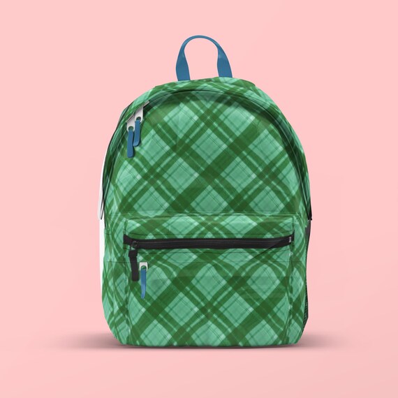 Green Plaid Backpack: Stylish Preppy School Bag