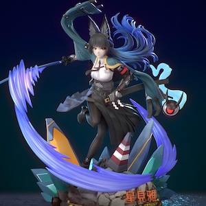 Figura de Katana Cyber Cute Assassin STL / Figura de impresión 3D STL / Pose de batalla Cyber Ninja STL / Modelo STL de Katana Girl / STL para impresión 3D de resina