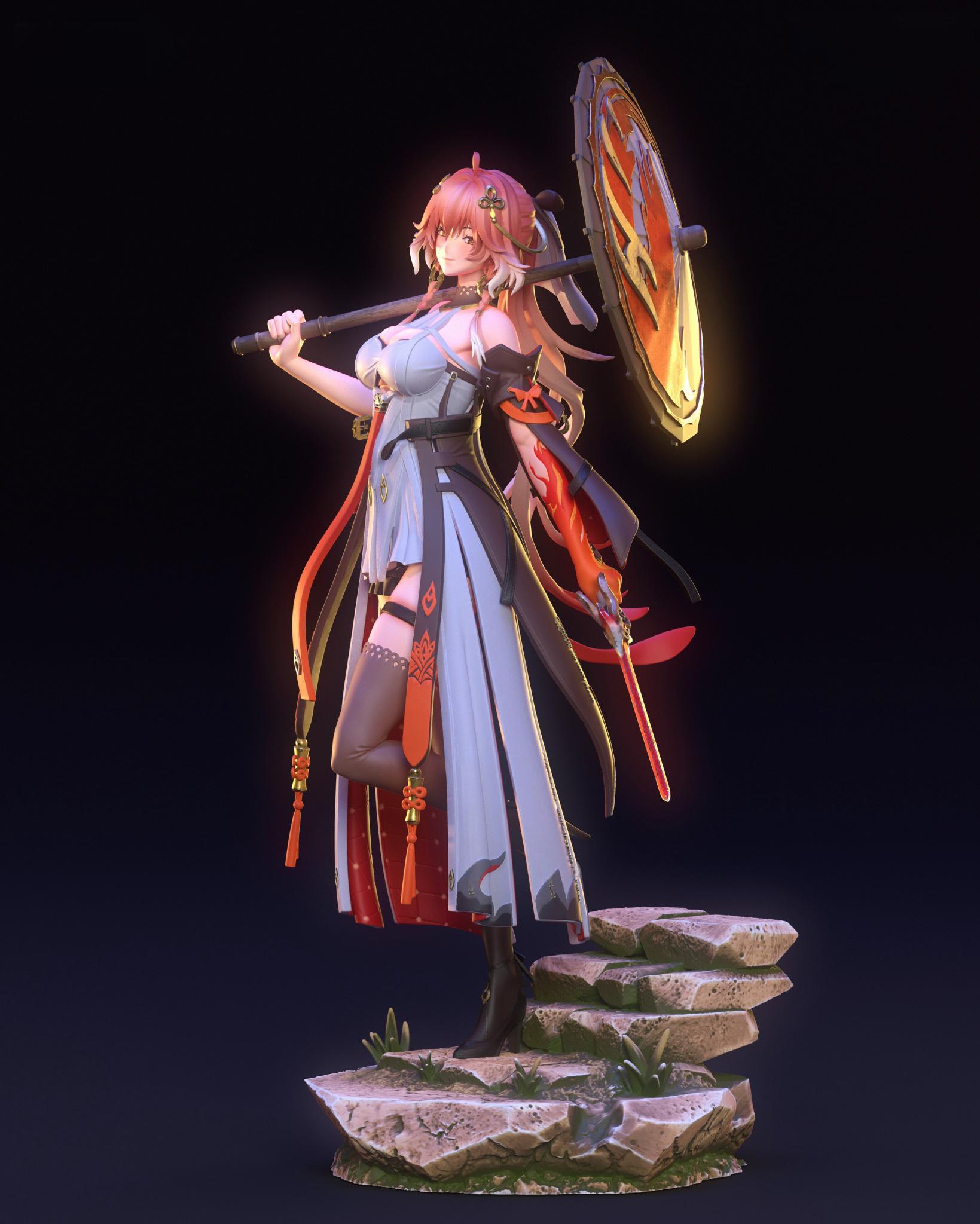 Changli Warrior Girl STL | Stl 3D Print Figurine Anime Cute | Fantasy Female Fighter STL | 3D Print Figurine Battle Pose Changli Cute Stl