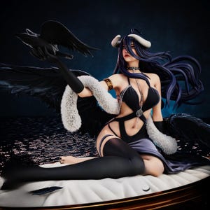Albedo Inspired Succubus STL Figurine: Gothic Dark Angel 3D Print