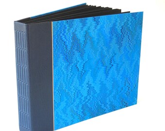 Photo Album Scrapbook - Leather and Hand-Marbled Paper