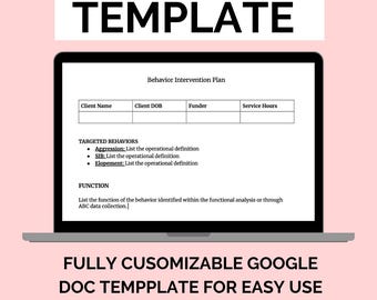 Behavior Intervention Plan - Editable Google Doc Template