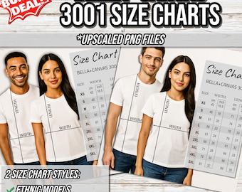 Bella Canvas 3001 Size Chart Bundle, Bella And Canvas 3001 Size Chart, Bella Canvas Size Chart 3001, Bella 3001 Size Chart, 3001 Size Chart