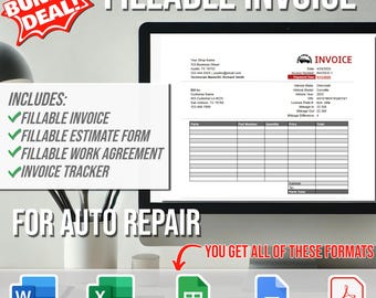 Invoice For Auto Repair Shop Template, Automotive Repair Invoice, Auto Repair Estimate Template Word, Car Repair Bill Template
