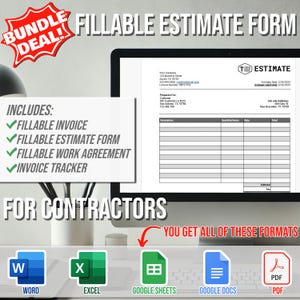 Contractor Quote Template, Contractor Estimate Template Word, Estimate Forms For Contractors, Estimate Sheets For Contractors, Quote Form