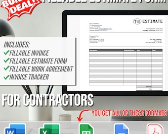 Contractor Quote Template, Contractor Estimate Template Word, Estimate Forms For Contractors, Estimate Sheets For Contractors, Quote Form
