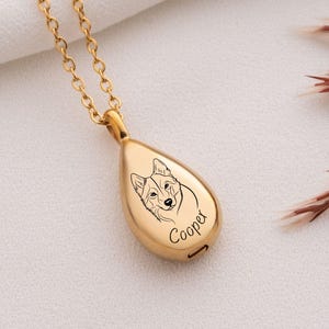 Personalized Cremation Jewelry Pet Urn for Ashes Necklace Pet Urn Necklace For Dog Mom Memorial Gift for Her Engraved Necklace Pet Loss Gift