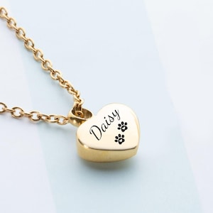 Engravable Heart Shape Urn Necklace Waterproof Necklace with Secret Compartment Ashes Stash Jewelry Pet Cremation Keepsake Dog Cat Memorial