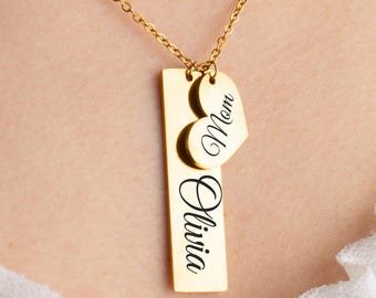 Custom Name Necklace, Personalized Engraved Mom/Grandma Gift