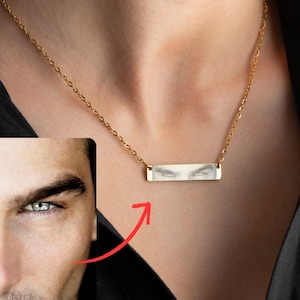 Personalized Human Eyes Necklace, Engraved Your Eyes Photo Necklace for Him/Her, &#39;I with You&#39; Necklace, Birthday Gifts, Gifts for Boyfriend