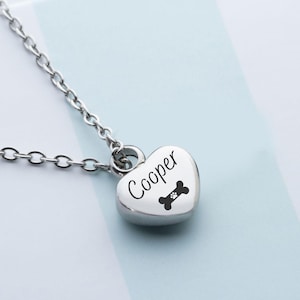 Urn Necklace, Mini Heart Urn Pendant Necklace, Custom Engraved, Pet Cremation Jewelry, Memorial Jewelry Urn For Dog Ashes, Pet Loss Gift