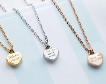 Engraved Heart Urn Necklace, Stainless Steel Cremation Jewelry
