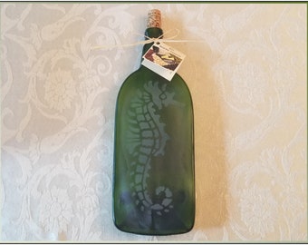 Recycled Wine Bottle Plate, Seahorse