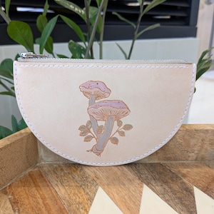 Rose Gold Leather Mushroom Zipper Cardholder Coin Pouch