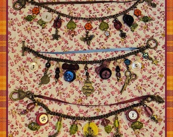 Handmade Charm Bracelet - Charms, Buttons, Beads, Bronze, Ribbon, Twee, Twee Core, Whimsigoth, Nature, Ladybugs, Stars, Cute, Jewelry