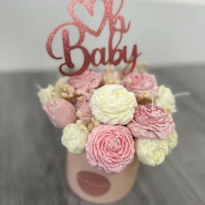 Oh Baby Luxury Floral Candle Bouquet – Baby Shower Gift for Her – Scented Flower Candle Bouquet Arrangement Handmade Gift For Mom Baby Girl